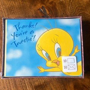 Looney Tunes Tweety Bird "Thanks You're A Tweety" Vintage Thank You Note Cards